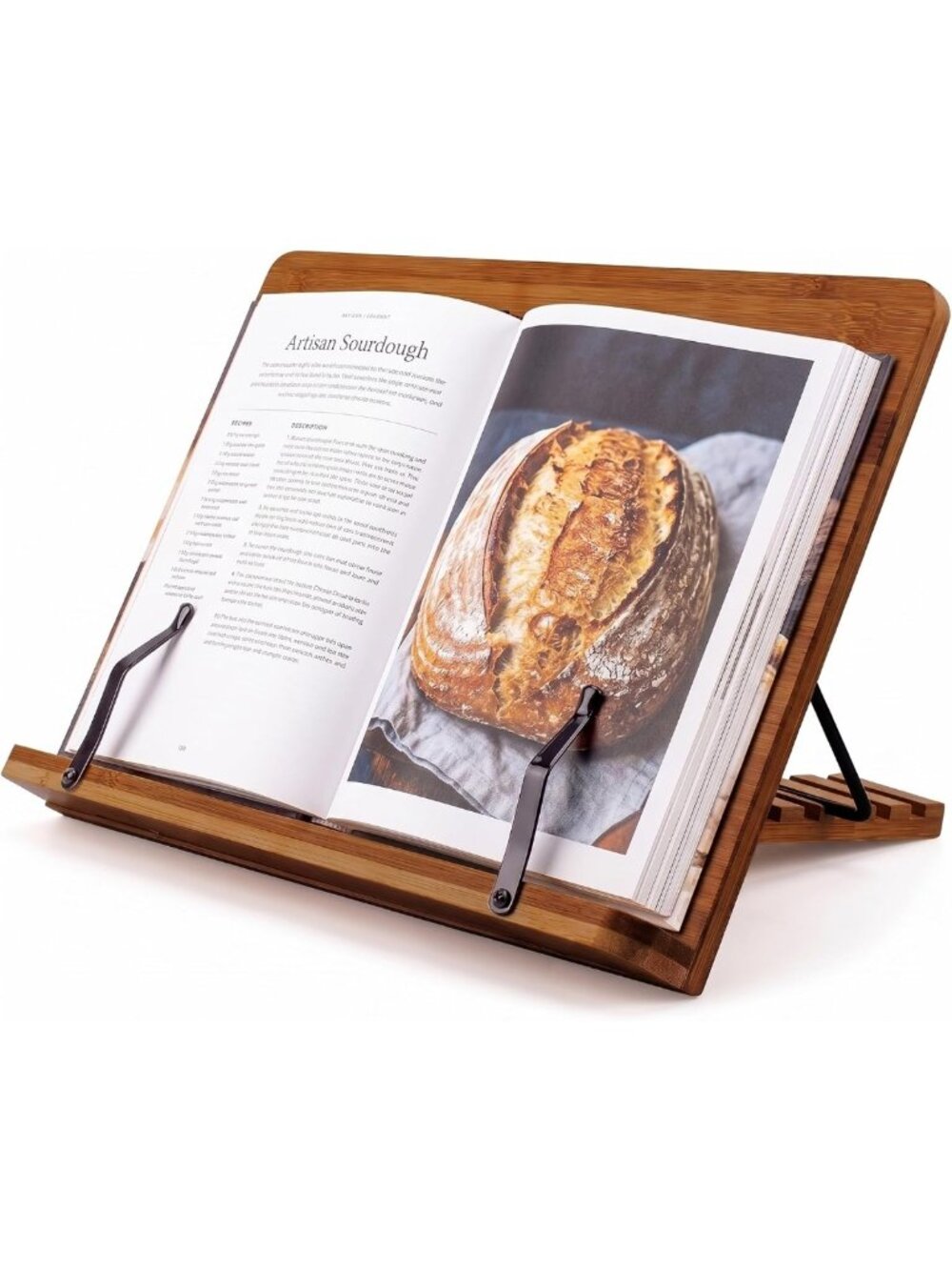 Adjustable Bamboo Cookbook Stand - Large 4-Position Holder for Recipes & Reading
